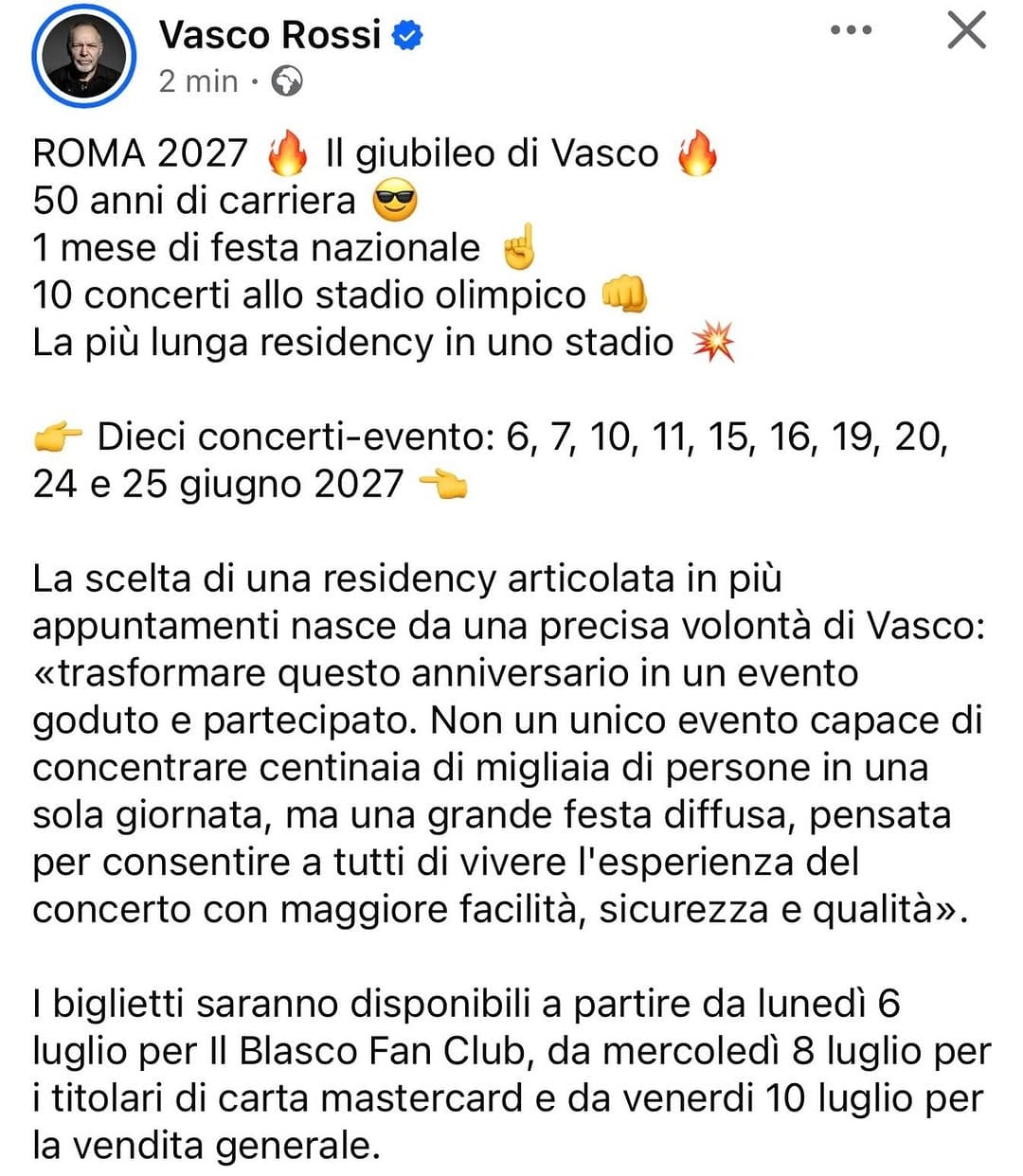 Post 9 by Vasco Rossi Fans - TuttoVasco on Instagram (image)
