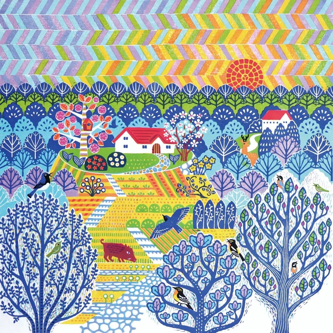 Post 1 by Tomoko Kyuki 久木朋子 woodcut printer 木版画家 on Instagram (image)