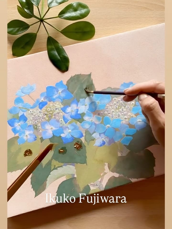 Post 6 by 日本画 藤原 郁子 on Instagram (carousel)