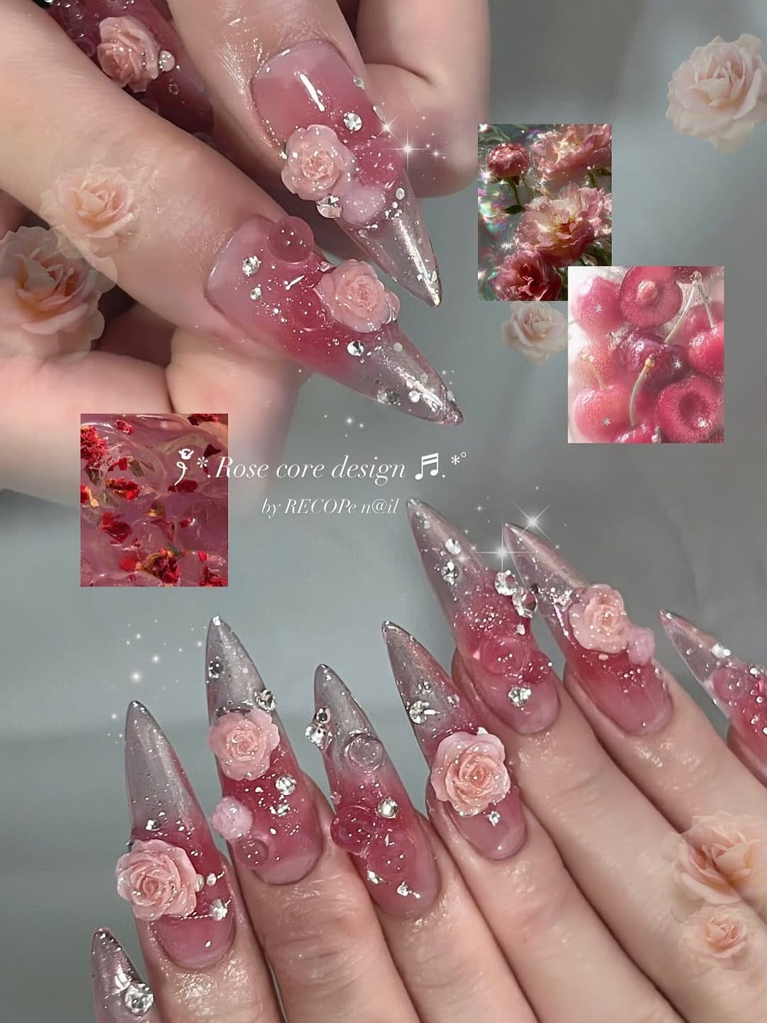 Post 1 by ♡⃛.*ﾟRECOPe nail .⋆♡⃛ girly ♡⃛ vintage ♡⃛ kirakira ♡⃛ on Instagram (carousel)