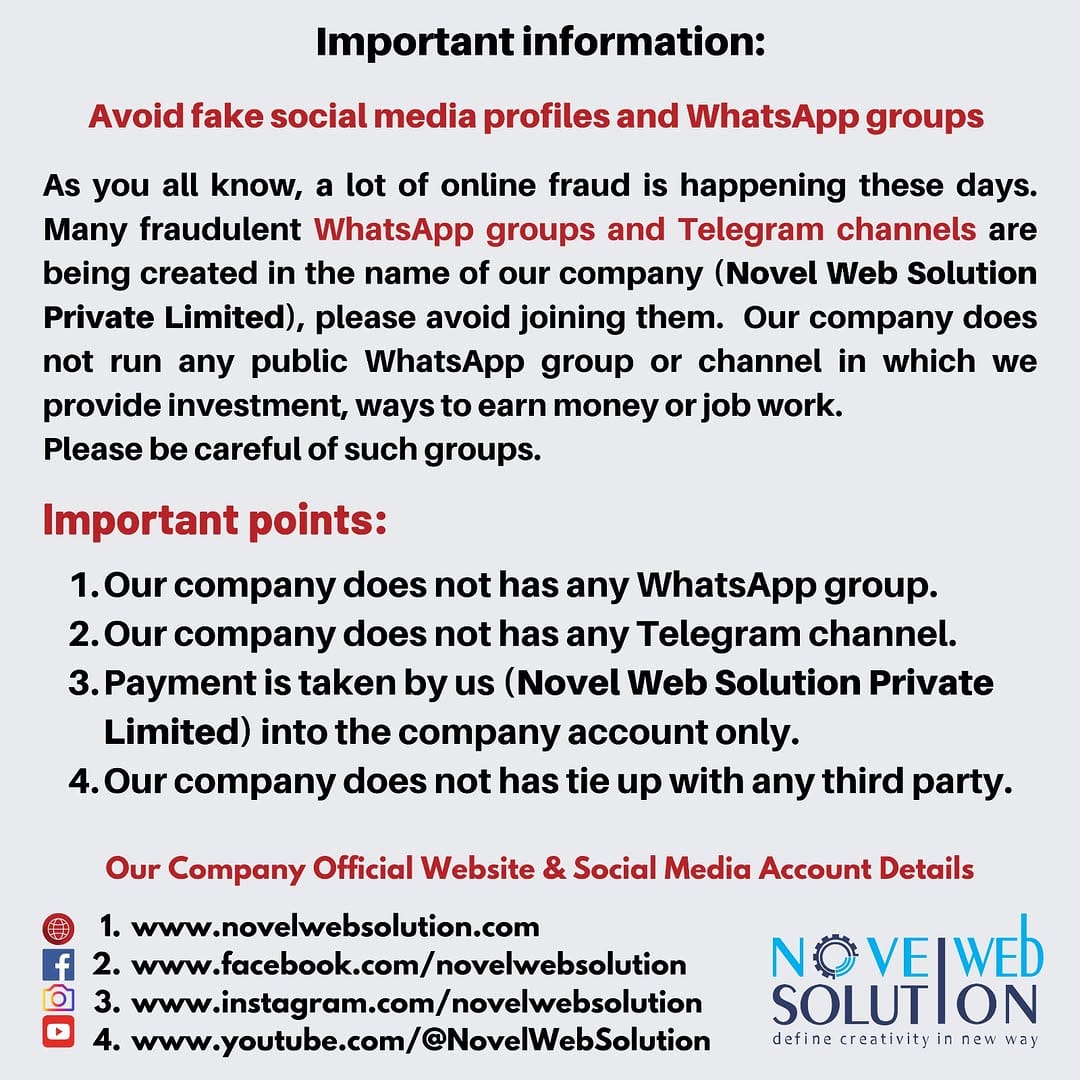 Post 10 by Novel Web Solution Private Limited on Instagram (carousel)