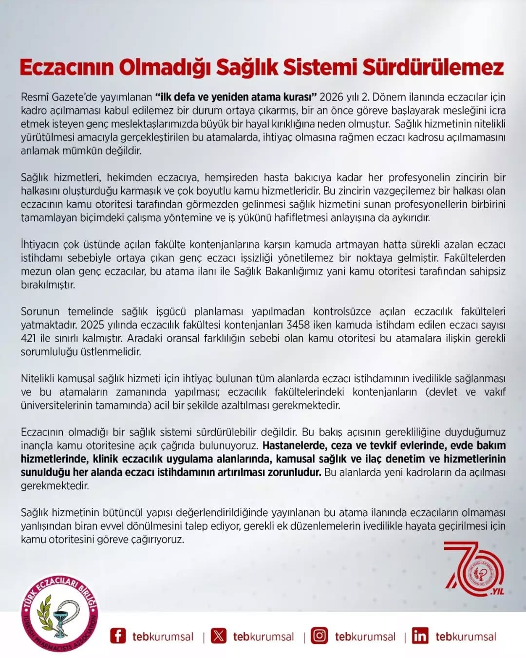 Post 3 by Ankara Eczacı Odası on Instagram (image)