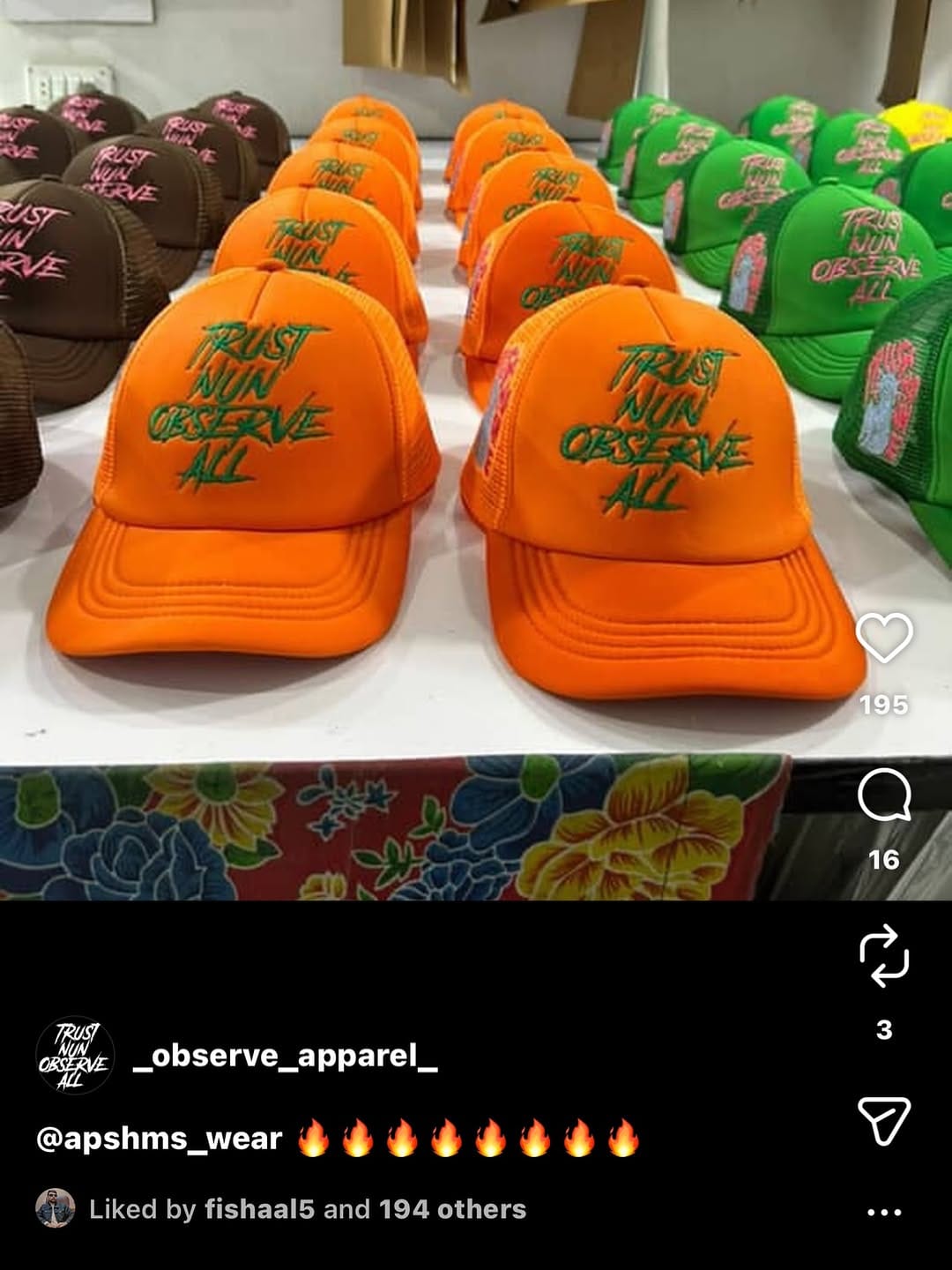 Post 1 by TRUST𝒩𝓊𝓃OBSERVE𝒜𝓁𝓁(APPAREL) on Instagram (image)