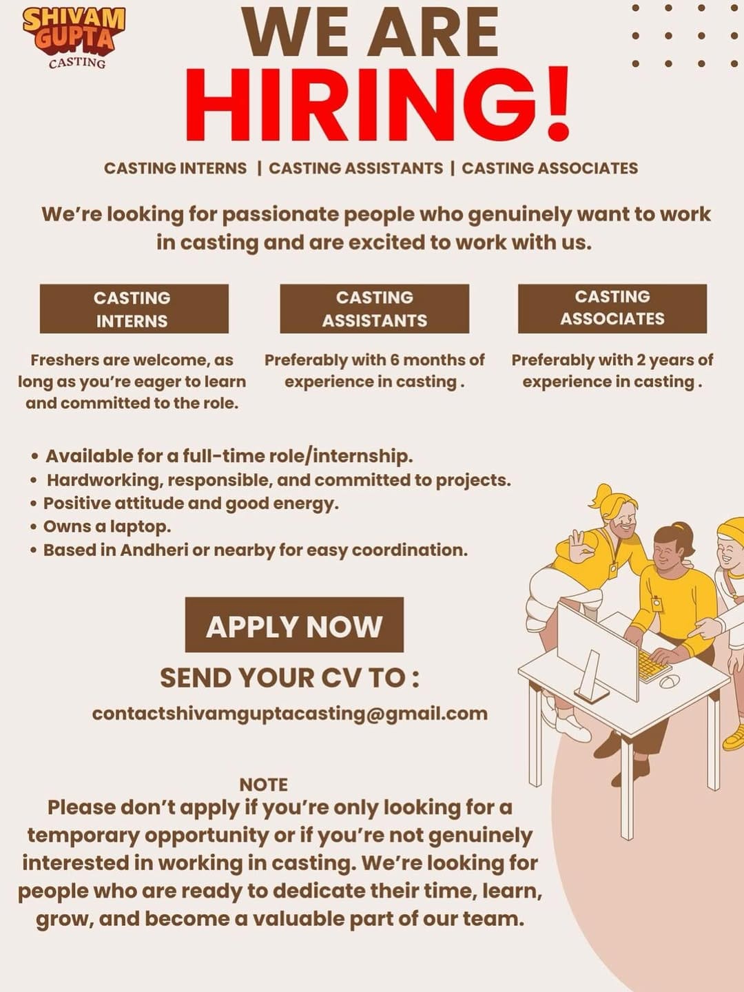 Post 2 by Shivam Gupta Casting (SGC) on Instagram (image)
