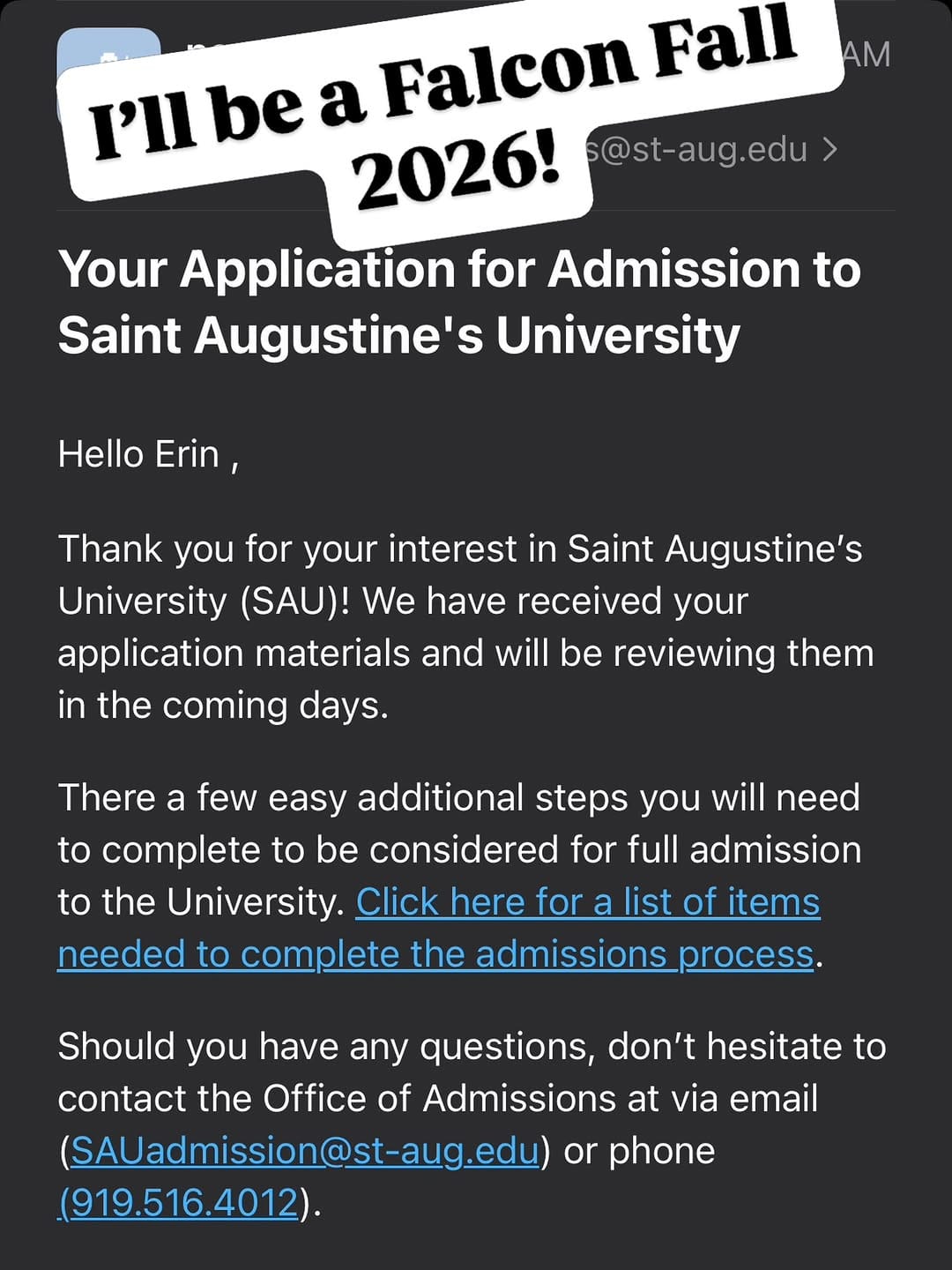 Post 7 by Saint Augustine's University on Instagram (image)