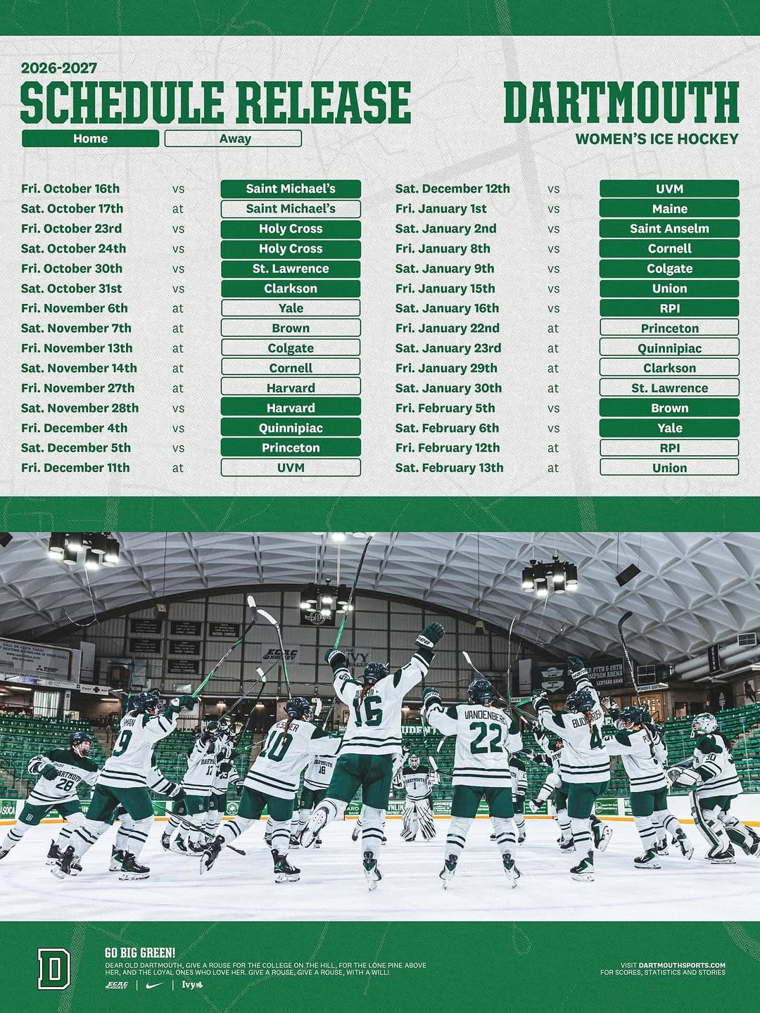 Post 10 by Dartmouth Women's Ice Hockey on Instagram (image)