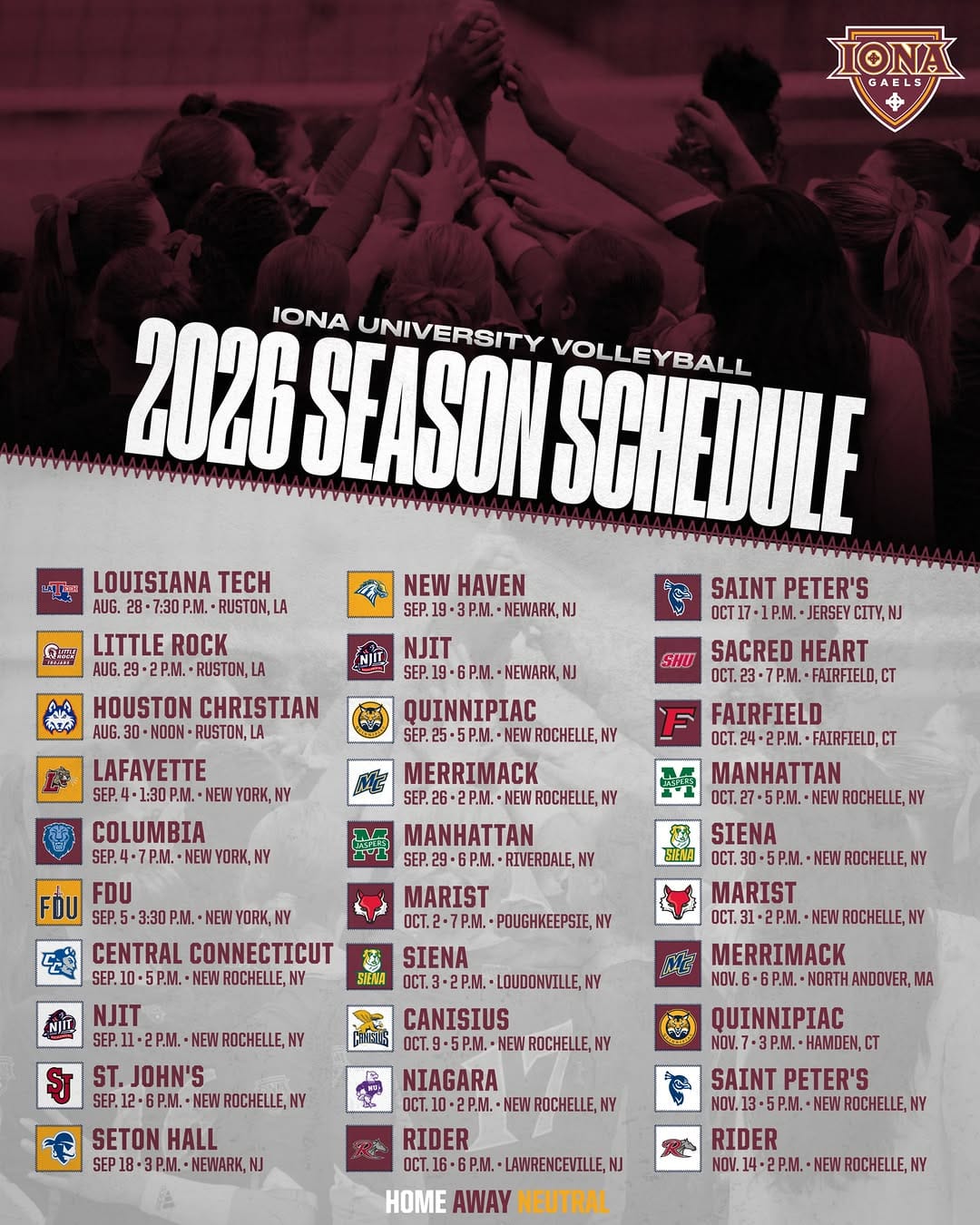Post 7 by Iona University Volleyball on Instagram (image)