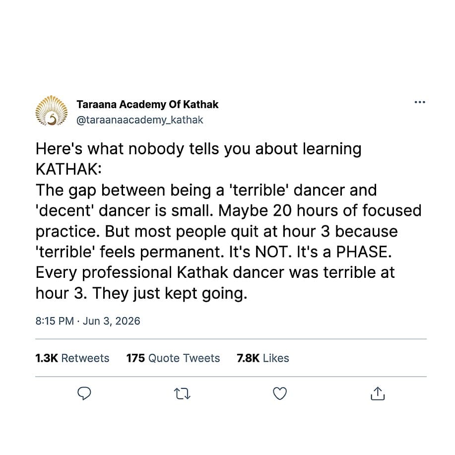 Post 7 by Taraana Academy Of Kathak on Instagram (image)