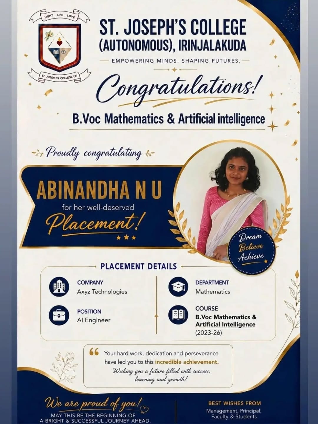 Post 2 by St. Joseph's College, Irinjalakuda on Instagram (image)