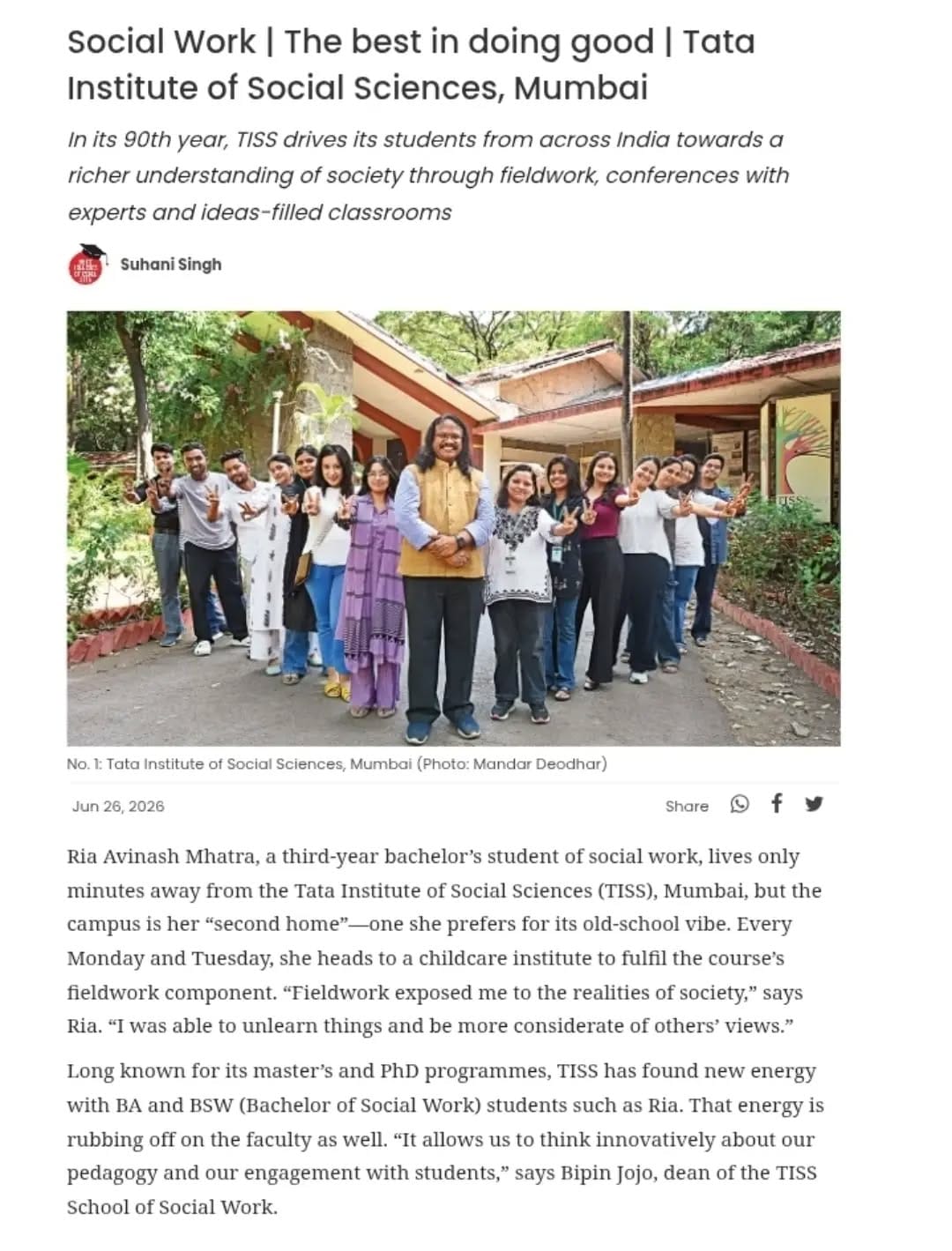 Post 5 by Tata Institute of Social Sciences on Instagram (image)