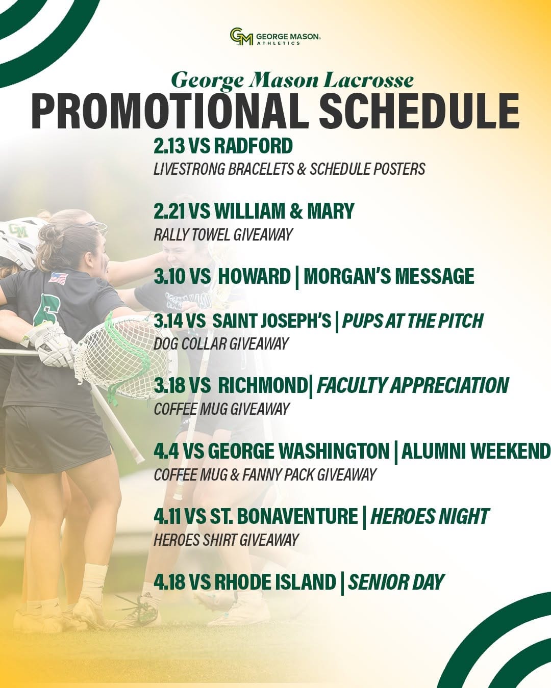 Post 9 by George Mason Lacrosse on Instagram (image)