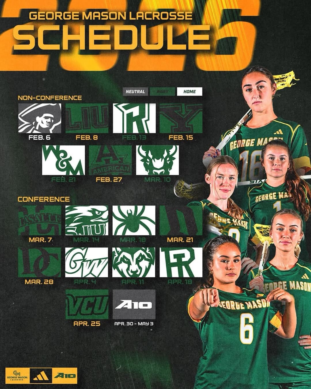 Post 10 by George Mason Lacrosse on Instagram (image)