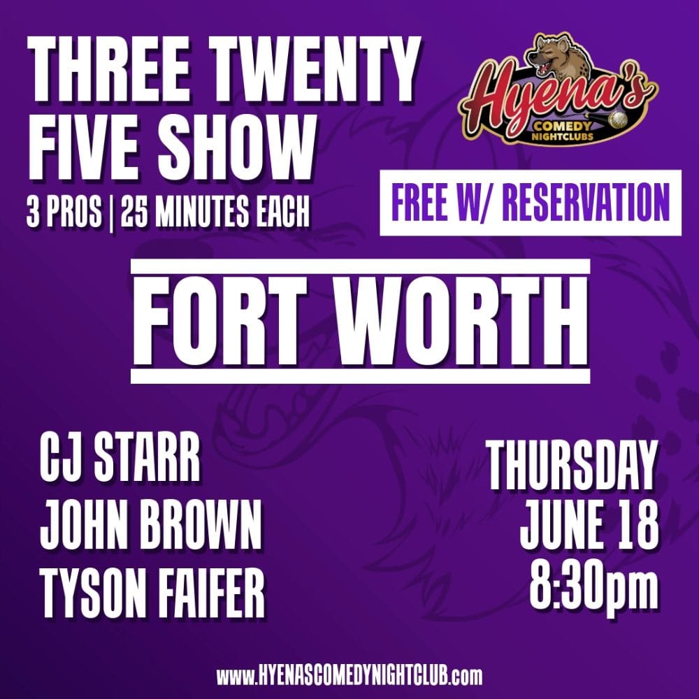 Post 6 by Hyenas Comedy Club Fort Worth on Instagram (video)