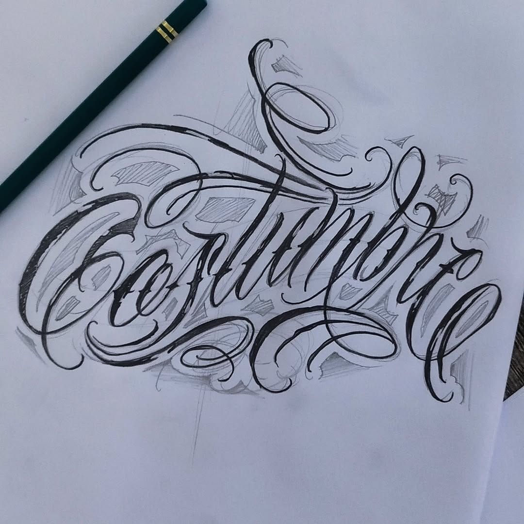 Post 3 by Code Murillo | Lettering Tattoo on Instagram (carousel)