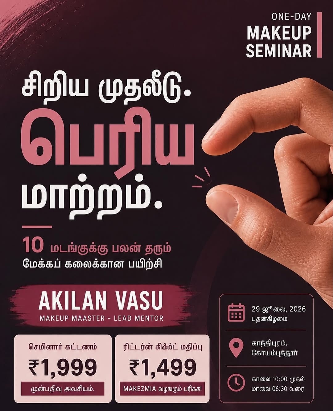 Post 1 by MAKEUP MAASTER AKILAN VASU on Instagram (image)