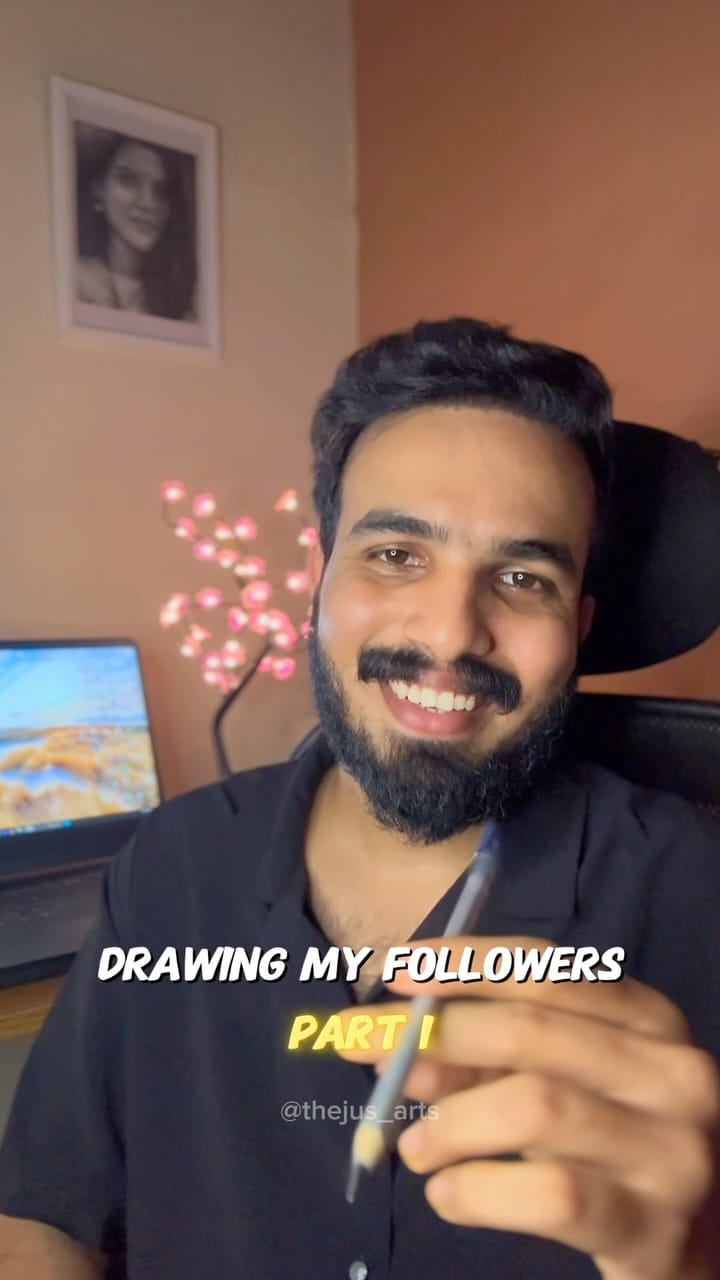 Post 2 by Thejus | Sketch Artist | Kerala on Instagram (video)