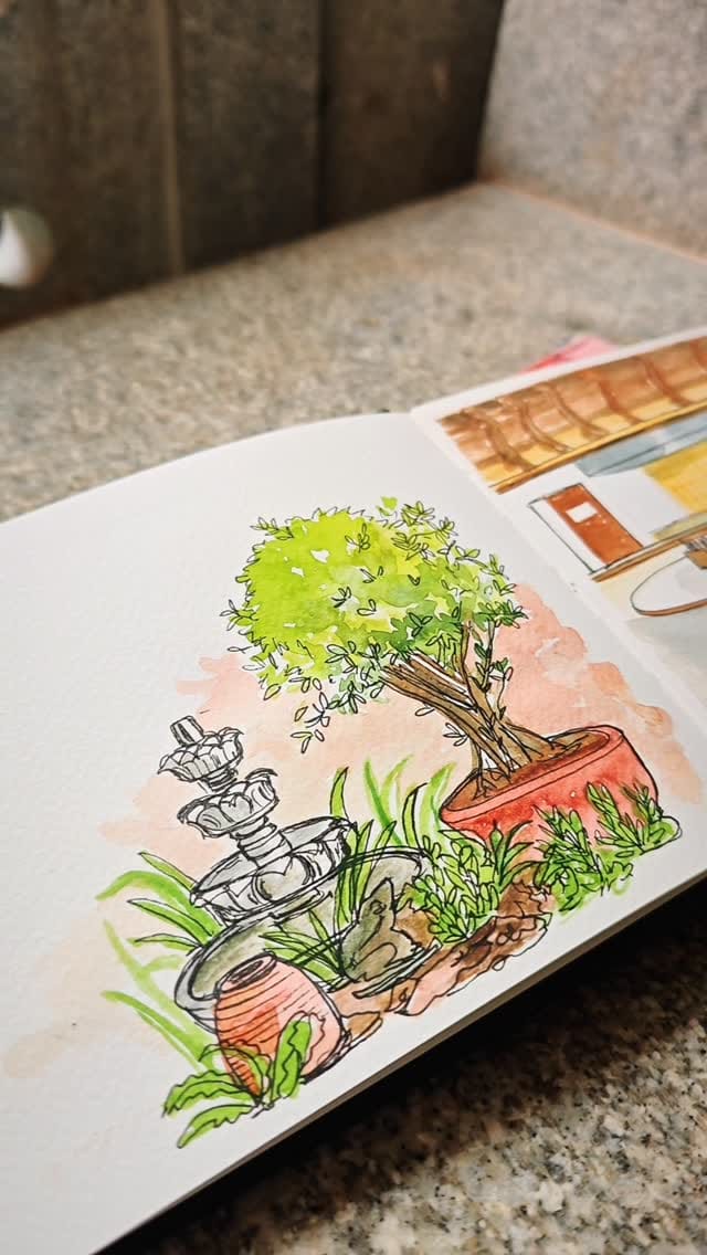 Post 8 by Abhidnya Waghmare ✨ Artist | Urban Sketching | Watercolor & Ink on Instagram (video)