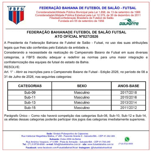 Post 1 by FBFS - Futsal da Bahia on Instagram (carousel)