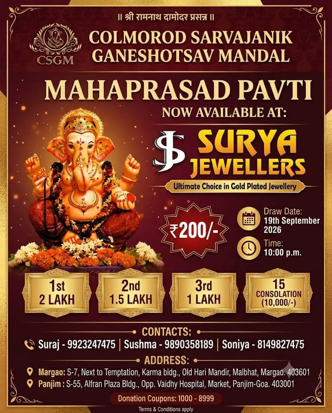 Post 6 by Surya Jewellers Goa (one gram gold) on Instagram (image)