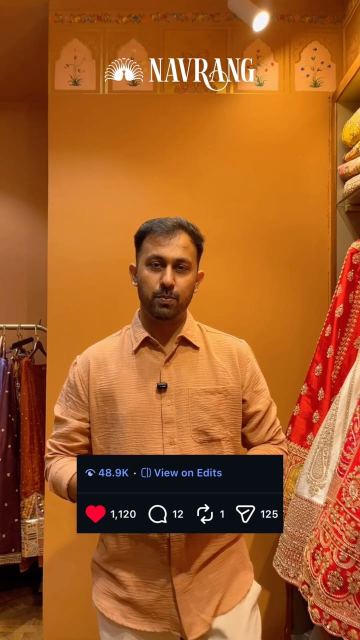 Post 7 by Navrang | Sarees • Chaniya Choli • Dresses • Bridal Wear on Instagram (video)