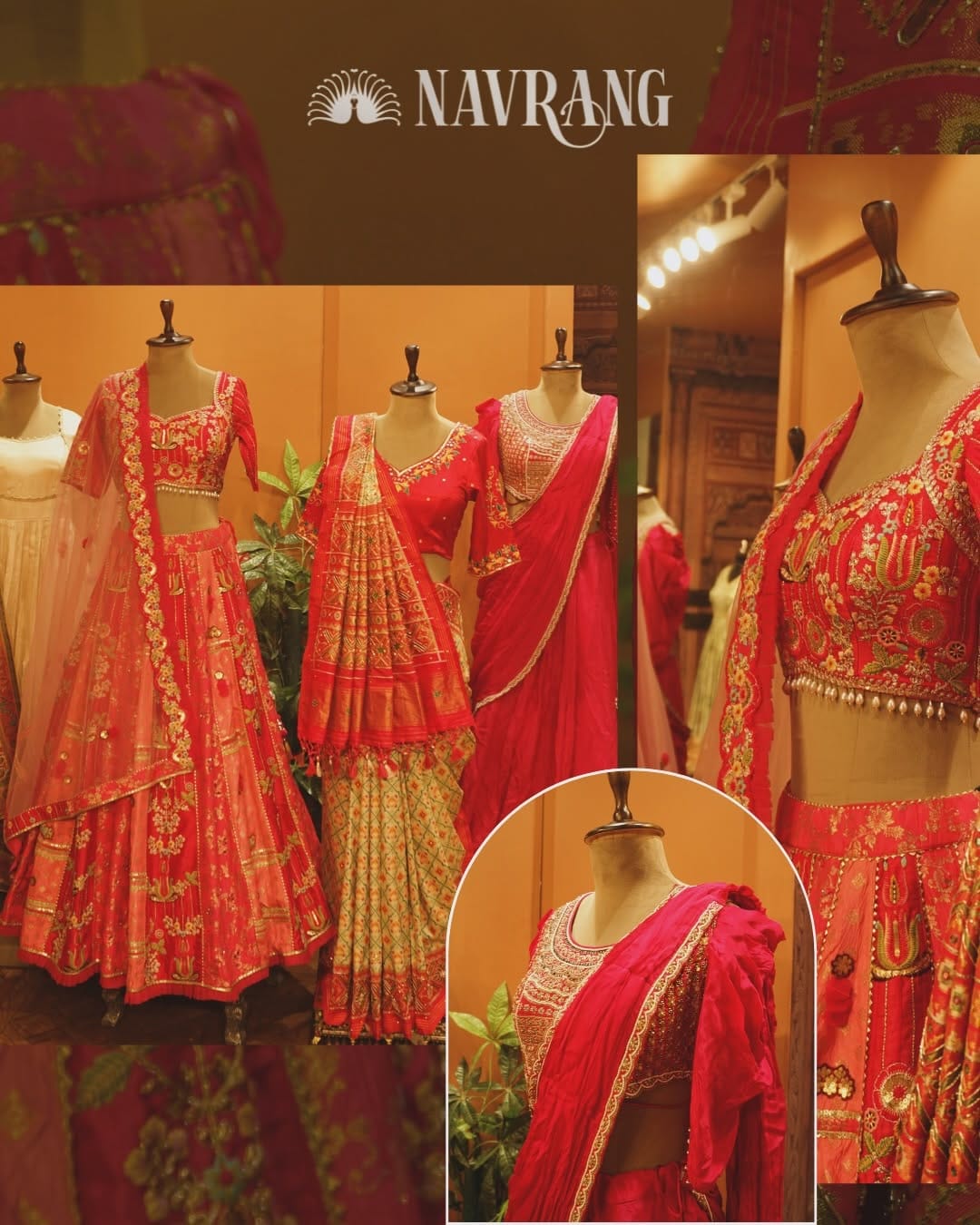 Post 3 by Navrang | Sarees • Chaniya Choli • Dresses • Bridal Wear on Instagram (carousel)