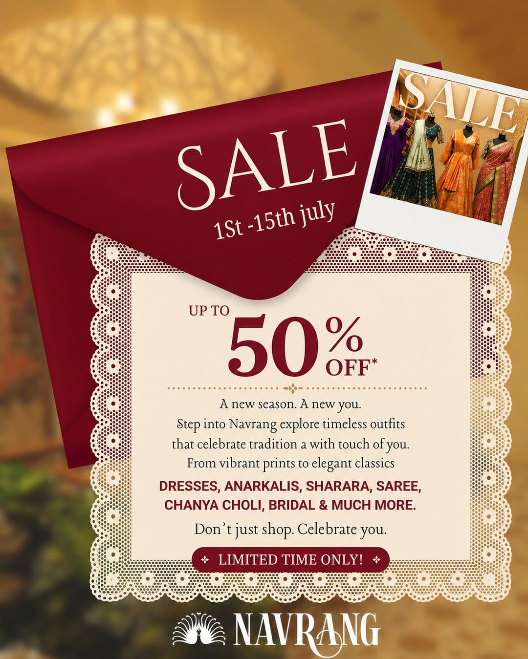 Post 10 by Navrang | Sarees • Chaniya Choli • Dresses • Bridal Wear on Instagram (image)