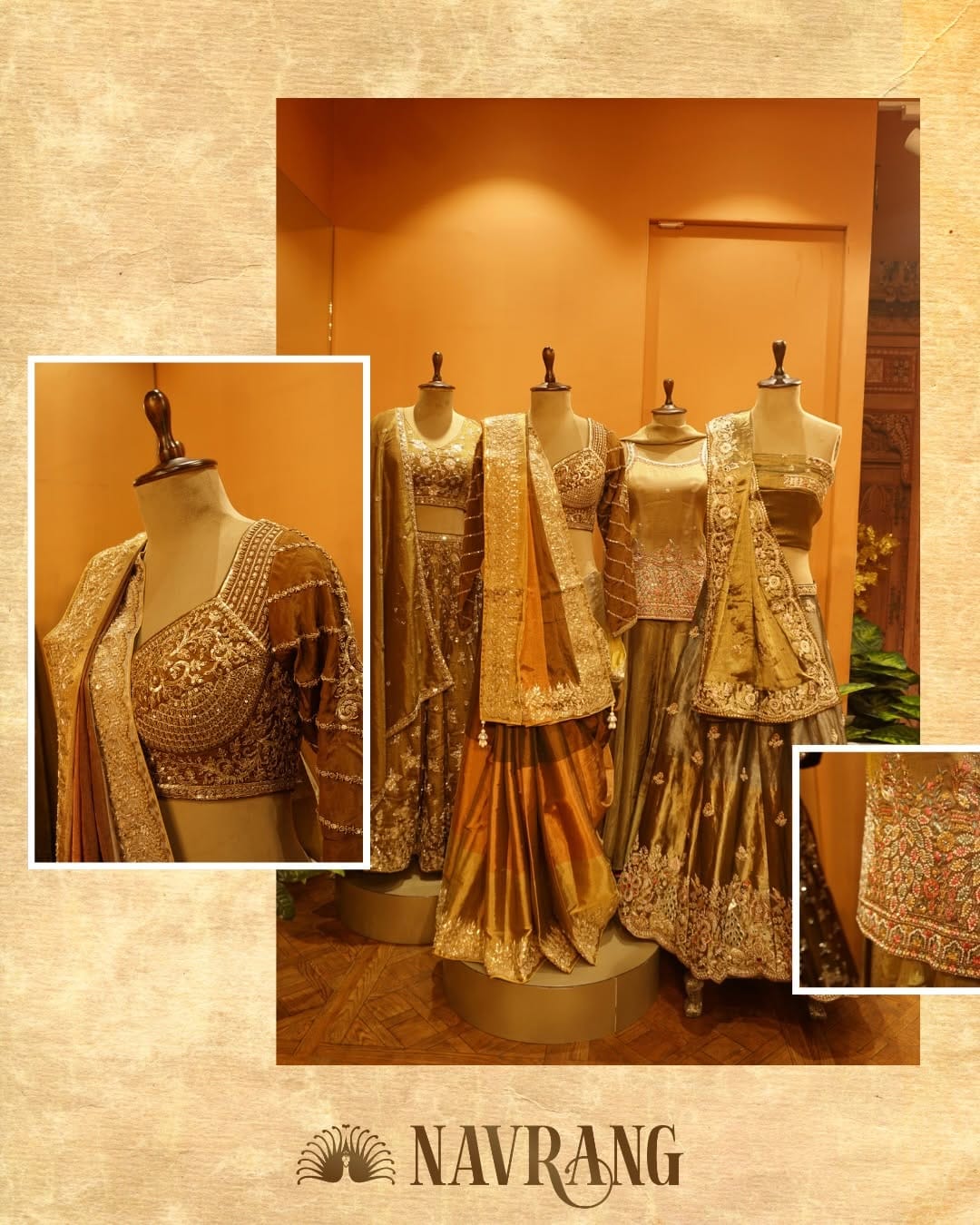 Post 5 by Navrang | Sarees • Chaniya Choli • Dresses • Bridal Wear on Instagram (carousel)